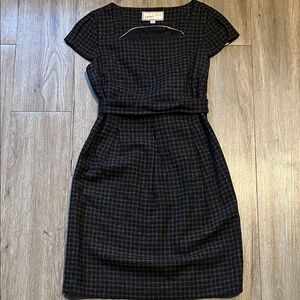 Esprit Black and Gray Windowpane Midi Sheath Dress